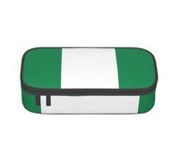 BREAUX Estuche unisex con estampado de bandera de Nigeria, versátil bolsa de almacenamiento de papelería para oficina, viajes o maquillaje, Negro, One Size, Conciso