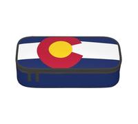 BREAUX Estuche unisex con estampado de bandera del estado de Colorado, versátil bolsa de almacenamiento de papelería para oficina, viajes o maquillaje, Negro, One Size, Conciso