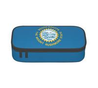 BREAUX Estuche unisex con estampado de la bandera de Dakota del Sur, versátil bolsa de almacenamiento de papelería para oficina, viajes o maquillaje, Negro, One Size, Conciso