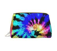 BREAUX Exotic Tribe - Bolsa de cosméticos portátil de piel con estampado de teñido anudado, bolsa de cosméticos portátil (pequeña), estilo teñido anudado de tribu exótica, talla única, Estilo teñido