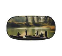 BREAUX Fishing Lake Fishermens - Estuche de tela Oxford 300D, diseño de cremallera de doble cabeza, cosméticos y organizador