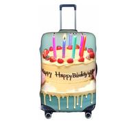 BREAUX Funda protectora para equipaje con estampado de pastel grande con texto en inglés "Happy Birthday", Blanco, L
