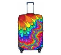 BREAUX Funda protectora para equipaje con estampado de teñido anudado de arco iris, color rojo, funda protectora para equipaje, White, S