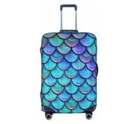 BREAUX Funda protectora para maleta con estampado de escamas de pez de sirena, color verde azulado, patrón único de doble cara, Blanco, XL