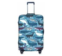 BREAUX Funda protectora para maleta de carrito con estampado de ballena, tela de alta elasticidad, funda para maleta de carrito, Blanco, M