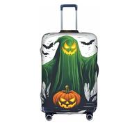 BREAUX Funda protectora para maleta, diseño de calabaza de Halloween con fantasmas verdes, tela de alta elasticidad, funda para maleta de carrito, Blanco, M