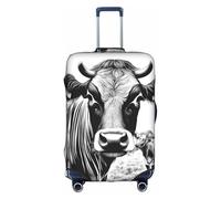 BREAUX Funda protectora para maleta, diseño de vaca con estampado de colección de vacas, patrón único de doble cara, Blanco, XL