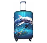 BREAUX Funda protectora para maleta, diseño único de delfines 3D, diseño único de doble cara, Blanco, L