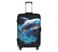 BREAUX Funda protectora para maleta, diseño único de delfines 3D, diseño único de doble cara, Blanco, S
