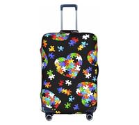 BREAUX Funda protectora para maleta, diseño único de doble cara con diseño de rompecabezas de concienciación sobre el autismo, Blanco, S