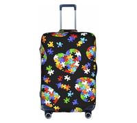 BREAUX Fundas protectoras de equipaje con diseño de corazón para concienciación sobre el autismo, fundas decorativas para equipaje, fundas decorativas con cremallera, Blanco, M