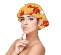 BREAUX Gorro de dormir con patrón de cerveza y cangrejo de río para protección del cabello, gorro de dormir para mujeres y hombres, gorro de dormir de satén suave con banda elástica, color negro