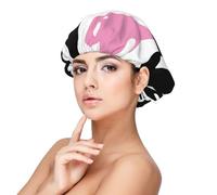BREAUX Gorro de dormir de vaca lechera negra y blanca para protección del cabello, gorro de dormir para mujeres y hombres, gorro de dormir de satén suave con banda elástica, negro, talla única, Negro