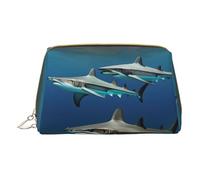 BREAUX Hammerhead Sharks - Bolsa de cosméticos de piel con cremallera, organizador de cosméticos de viaje, bolsa de cosméticos de almacenamiento de cuero, tiburones martillo, talla única, Tiburones