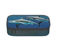 BREAUX Hammerhead Sharks - Neceser de gran capacidad con estampado de tiburones y artículos de tocador, organizador de papelería, color negro, talla única, floral, Black, Talla única, Floral