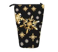 BREAUX Hammerhead Sharks - Organizador vertical con estampado de tiburones, bolsa de almacenamiento portátil, bolsa de cosméticos con cremallera, regalo de vacaciones, Copos de nieve dorados de