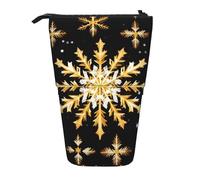 BREAUX Hammerhead Sharks - Organizador vertical con estampado de tiburones, bolsa de almacenamiento portátil, bolsa de cosméticos con cremallera, regalo de vacaciones, Copo de nieve dorado de Navidad,