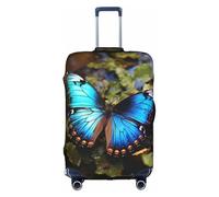 BREAUX Hermosa funda protectora para maleta con estampado de mariposas azules, patrón único de doble cara, Blanco, L