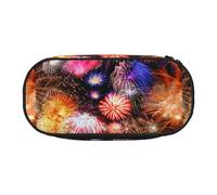 BREAUX Hermoso estuche con estampado de fuegos artificiales, bolsa de maquillaje, bolsa de almacenamiento resistente, apto para accesorios esenciales de oficina o viajes