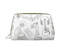 BREAUX Instruments Performers Notes And Little Birds - Bolsa de cosméticos portátil de piel con estampado de notas y pájaros pequeños, bolsa de cosméticos portátil, bolsa de cosméticos de cuero