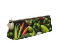 BREAUX Introducción de varias bolsas de almacenamiento triangulares de cuero con estampado de verduras, apta para viajes y almacenamiento de cosméticos