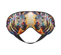 BREAUX Máscara de ojos abstracta de doble cara con estampado de cebra animal, máscara opaca para dormir toda la noche, para mujeres y hombres