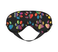 BREAUX Máscara de ojos colorida con estampado de pata de perro, máscara opaca de doble cara, máscara de dormir de viaje
