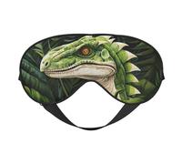 BREAUX Máscara de ojos de doble cara con estampado de hoja de palma de dinosaurio, máscara de ojos opaca, máscara de ojos para dormir toda la noche para mujeres y hombres