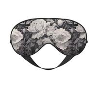 BREAUX Máscara de ojos de doble cara con estampado floral de grafito, máscara de ojos opaca, máscara de ojos para dormir toda la noche para mujeres y hombres