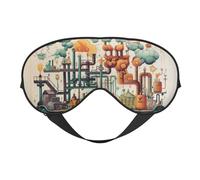 BREAUX Máscara de ojos de doble cara con estampado químico, máscara de ojos opaca, máscara de ojos para dormir toda la noche para mujeres y hombres