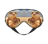 BREAUX Máscara de ojos opaca de doble cara con estampado de geco de leopardo arena, máscara de ojos para dormir toda la noche para mujeres y hombres