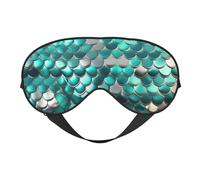 BREAUX Máscara de ojos para dormir con estampado de escamas de sirena, máscara opaca de doble cara, máscara de dormir de viaje