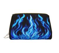 BREAUX Organizador de impresión de llama índigo, bolsa de cosméticos de cuero con cremallera, bolsa de cosméticos portátil (grande), estampado de llama índigo, talla única, Estampado de llama índigo,