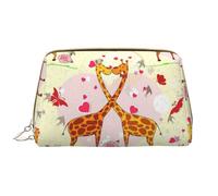 BREAUX Organizador de piel con diseño de jirafa con estampado de flores y mariposas, bolsa de cosméticos portátil (grande), diseño de jirafa, corazón, flor, mariposa, talla única, Jirafa, corazón,