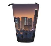 BREAUX Organizador vertical con estampado de escamas de sirena, bolsa de almacenamiento portátil, bolsa de cosméticos con cremallera, regalo de vacaciones, Horizonte de Los Ángeles, Talla única,