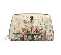 BREAUX Physics Print - Organizador de piel con cremallera, bolsa de cosméticos portátil (grande), impresión física 3, talla única, Physics Print3, Talla única