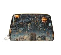 BREAUX Physics Print - Organizador de piel con cremallera, bolsa de cosméticos portátil (grande), impresión física 2, talla única, Physics Print2, Talla única