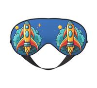 BREAUX Rocket Clipart - Máscara de ojos de doble cara con estampado de nave espacial, máscara opaca para dormir toda la noche, para mujeres y hombres