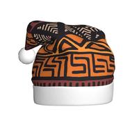 BREAUX Sombrero de Papá Noel con estampado tribal de tela de barro africano, sombrero de Papá Noel para adultos, unisex, cómodo sombrero de Navidad para fiesta festiva de Año Nuevo