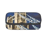 BREAUX Tower Bridge in London - Neceser de gran capacidad impreso, neceser para artículos de tocador, organizador de papelería, negro, BD004, negro, talla única, floral, Black, Talla única, Floral