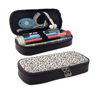 BREAUX Trotting Retrievers - Estuche de piel con solapa y estampado de patas, bolsa de cosméticos, organizador con cremallera, bolsa de papelería con solapa de cuero, color negro