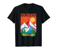 Breckenridge Colorado Mountain Sunset Retro Senderismo Esquí Camiseta