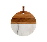 Bredemeijer Bandeja Redonda Grande de 38 cm de diámetro, Bandeja Dividida en mármol de Madera, Ideal para Servir Bebidas o como Estante