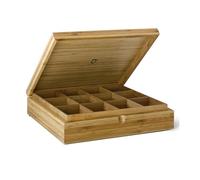 Bredemeijer - Caja de té 12 Compartimentos Cerrados - Bambú - Negro | Caja de té de bambú sostenible con compartimentos y tapa, 7,11 x 27,51 x 29,21 cm