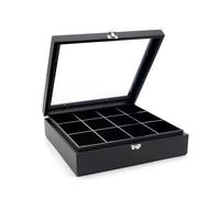 Bredemeijer Caja para Almacenamiento de Bolsas de Té, 12 Compartimentos, con Ventana, Color Negro
