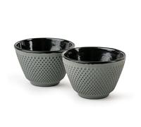Bredemeijer Juego de 2 tazas de té esmaltadas de hierro fundido, color verde claro, cada una con capacidad de 100 ml