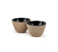 Bredemeijer Juego de 2 tazas de té esmaltadas de hierro fundido, color arena con capacidad de 100 ml cada una