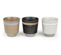 Bredemeijer Juego de 3 tazas de té de cerámica, diseño moderno de rayas, 200 ml de capacidad