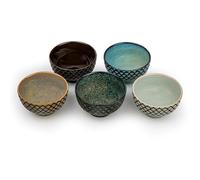 Bredemeijer Juego de 5 cuencos de té de porcelana a cuadros de colores, vasos con 150 ml de capacidad