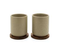 Bredemeijer - Taza de té Umea con posavasos de acacia - 200 ml - gris arcilla - s/2